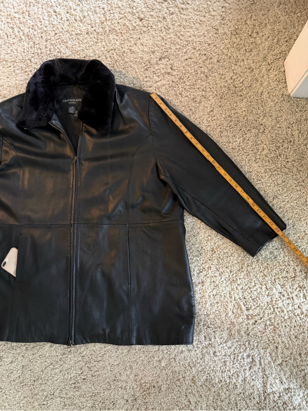 3X Black Leather Genuine Lamb Centigrade Jacket Faux Fur Collar QVC A41480 - Picture 7 of 12